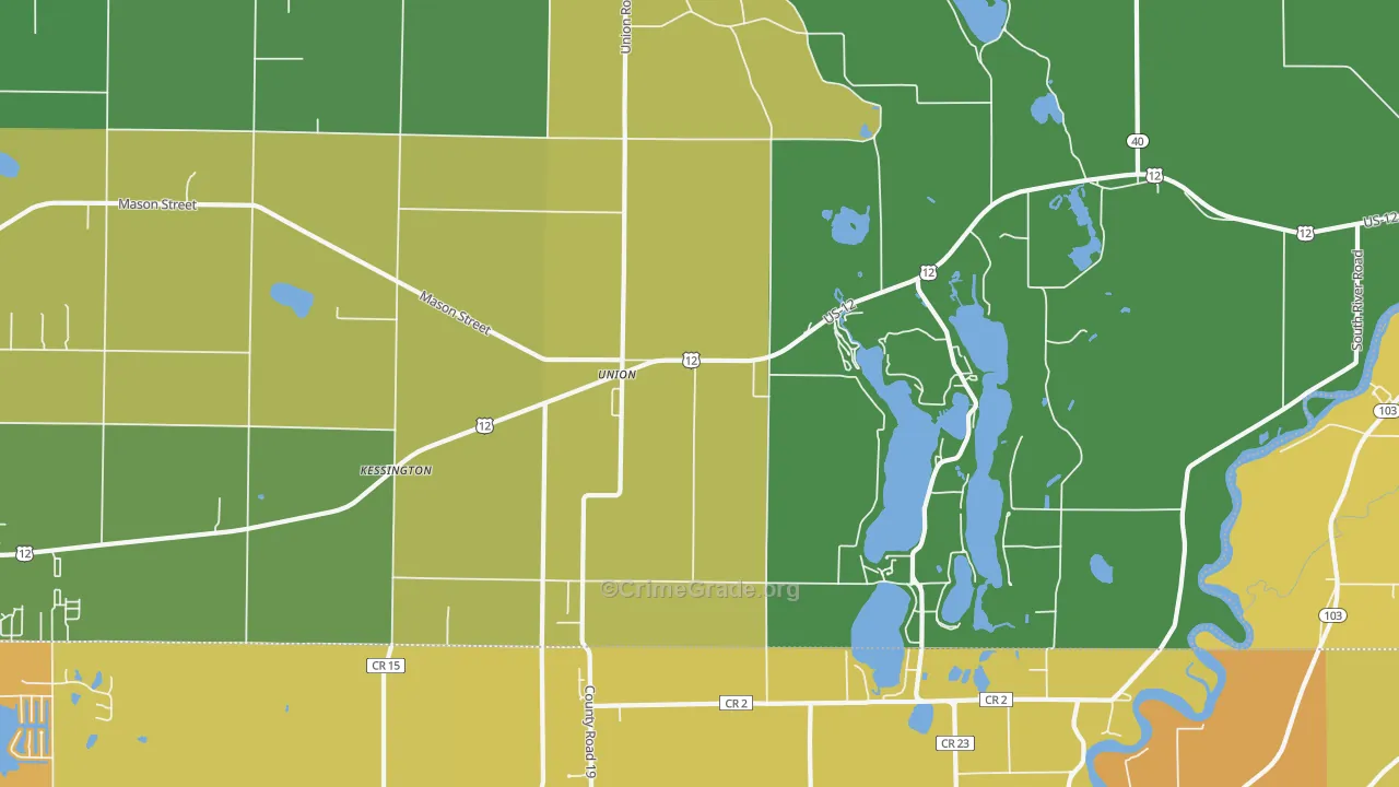 Union, MI Map of Theft Rates
