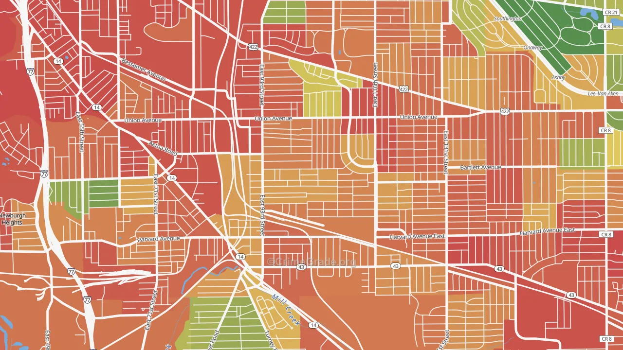 Union-Miles Park, Cleveland, OH Map of Theft Rates