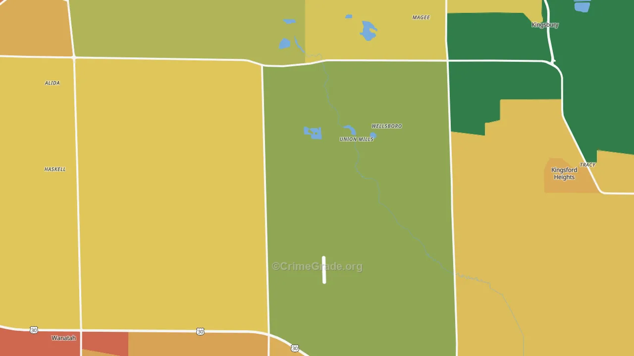 Union Mills, IN Map of Theft Rates