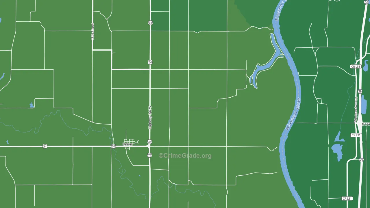 Union, NE Map of Theft Rates