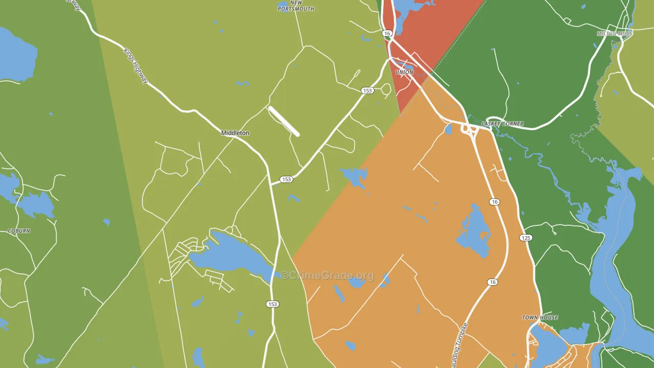 Union, NH Map of Theft Rates