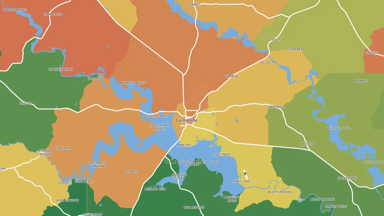 Union Parish, LA Map of Theft Rates