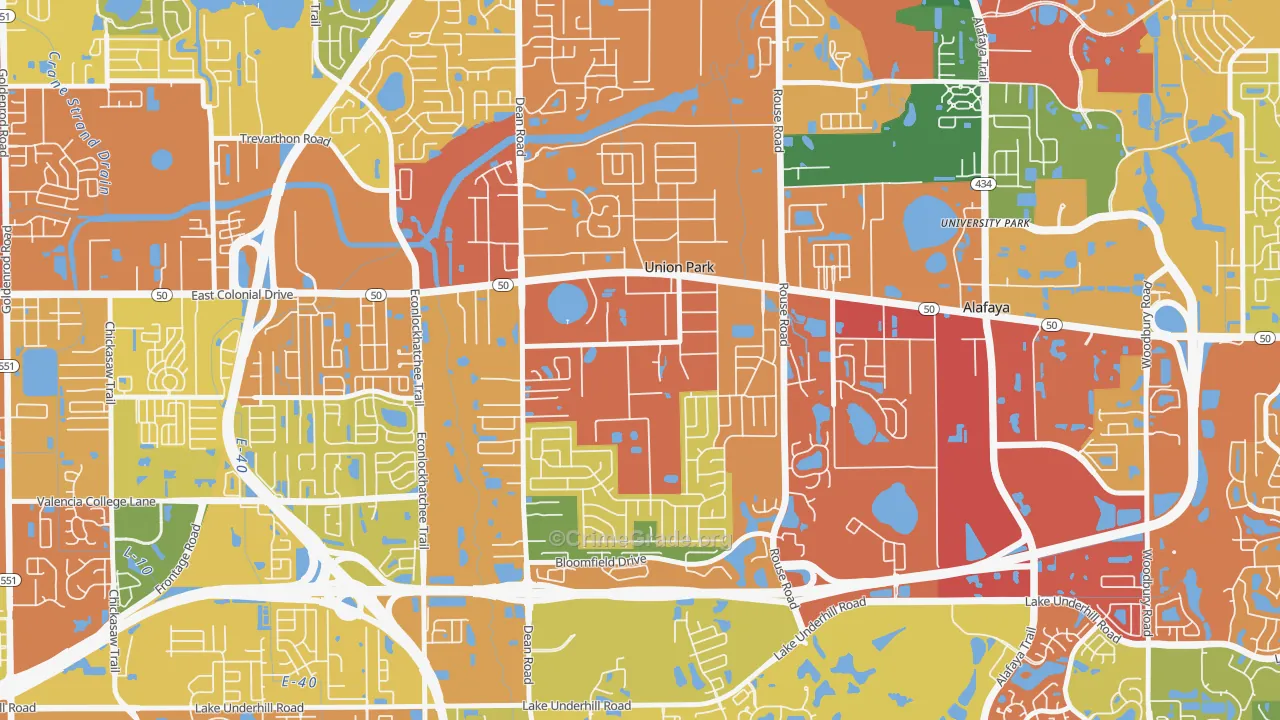 Union Park, FL Map of Theft Rates