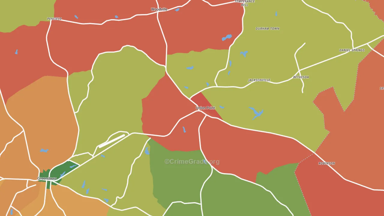 Union Point, GA Map of Theft Rates