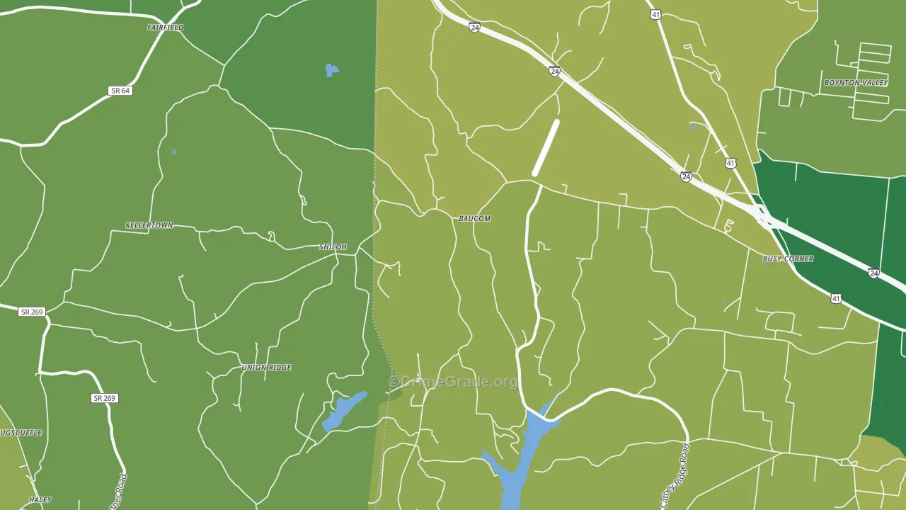 Union Ridge, TN Map of Theft Rates