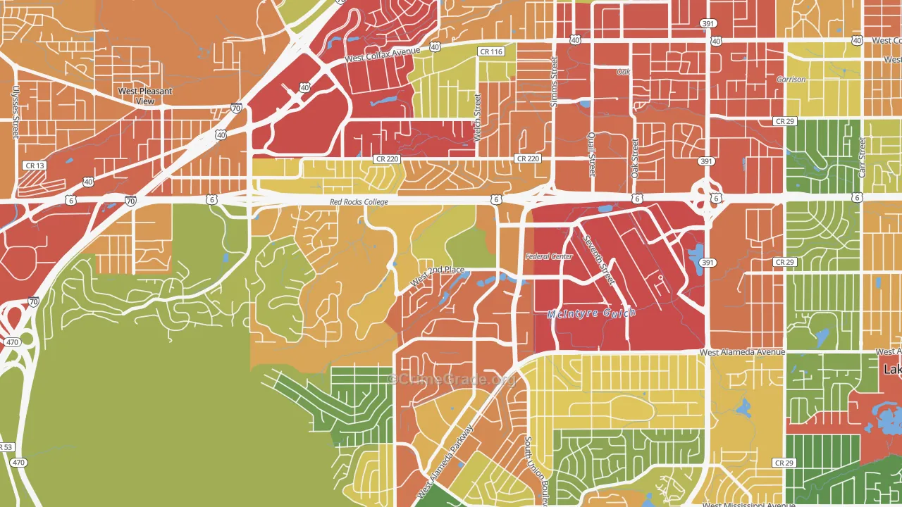 Union Square, Lakewood, CO Map of Theft Rates