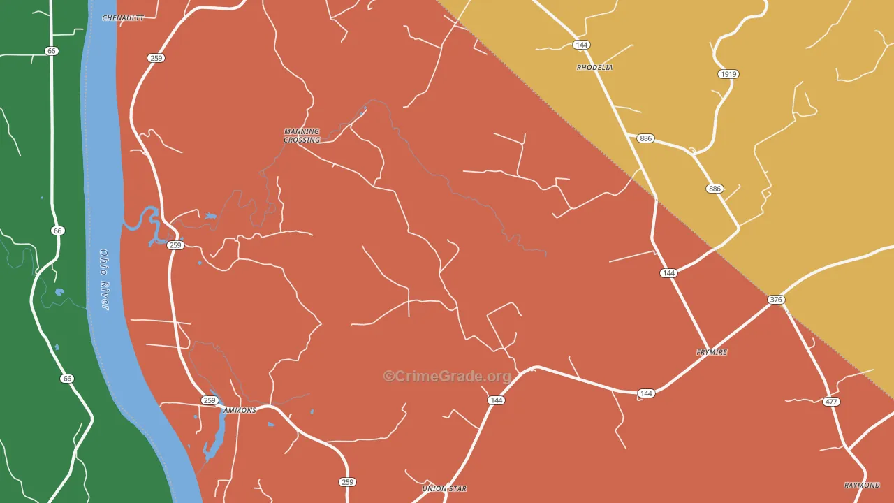 Union Star, KY Map of Theft Rates