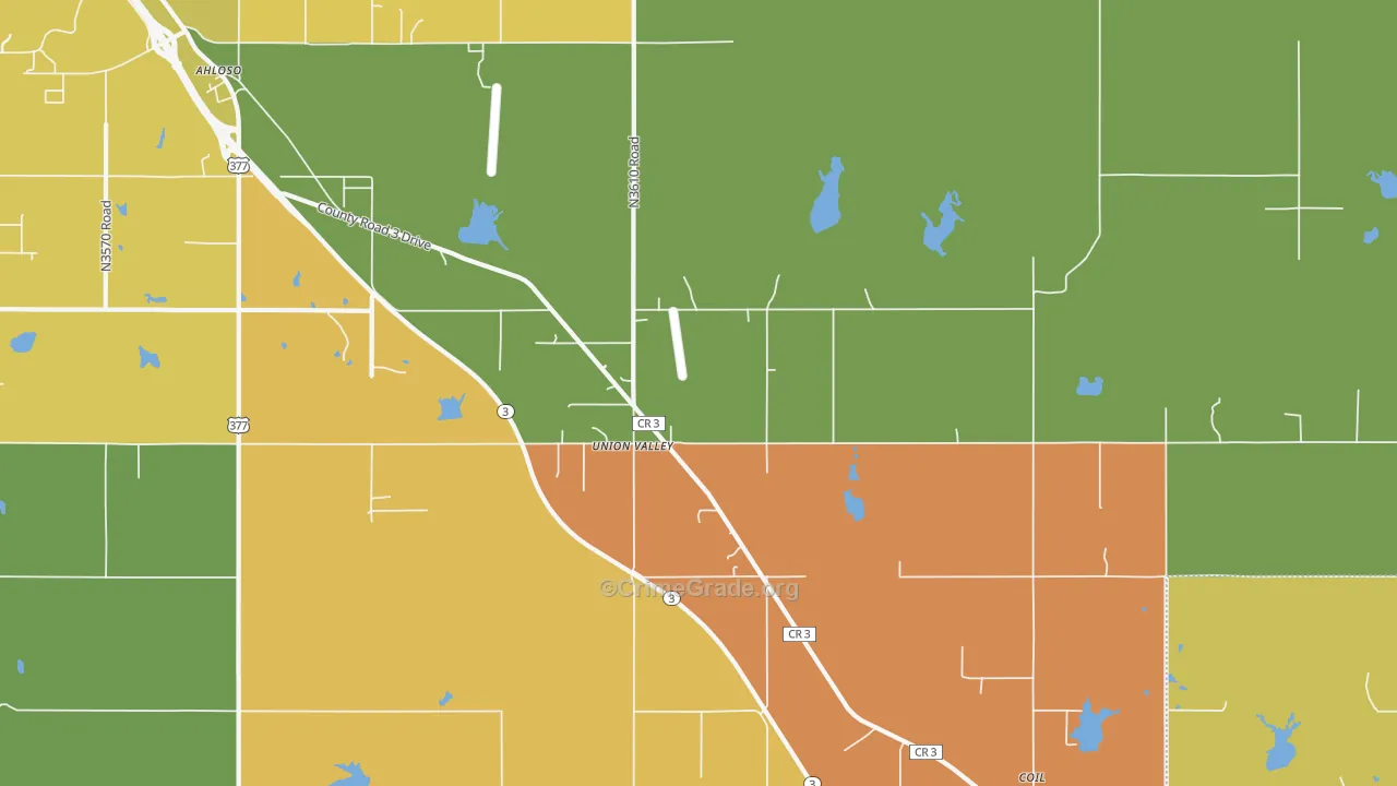 Union Valley, OK Map of Theft Rates