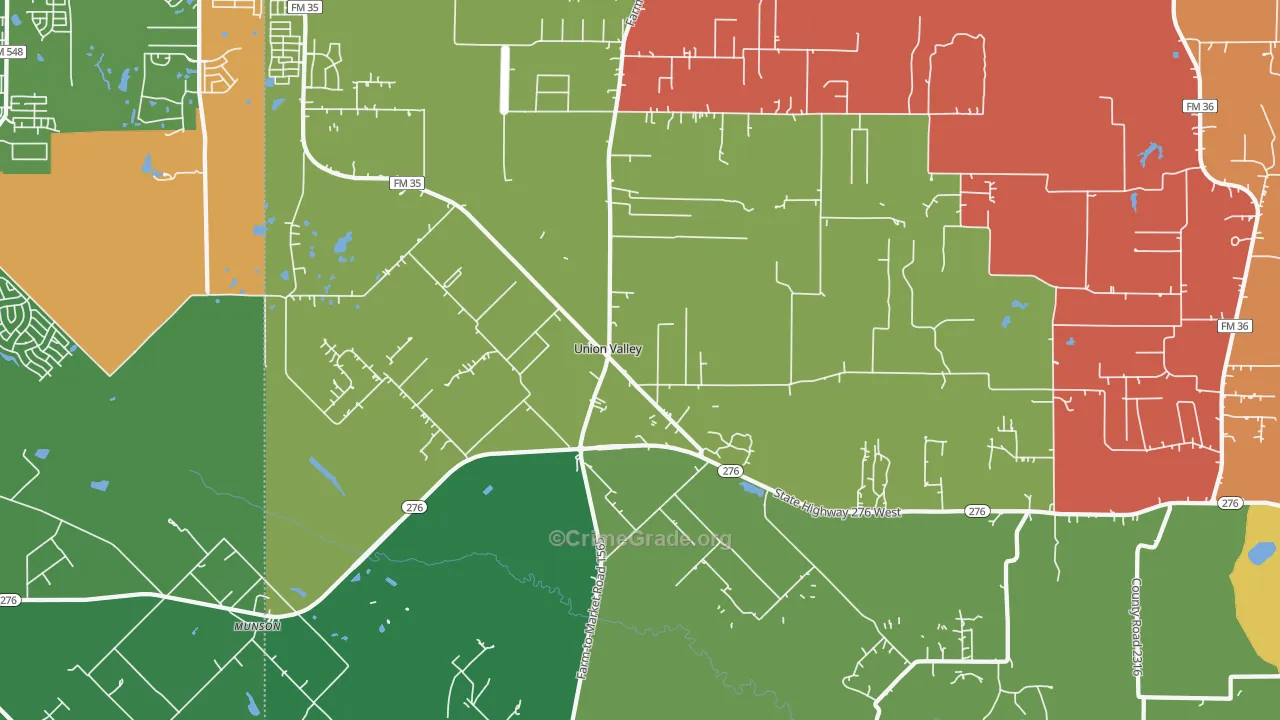 Union Valley, TX Map of Theft Rates