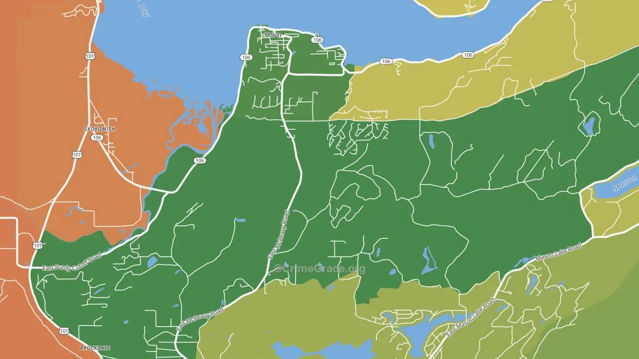 Union, WA Map of Theft Rates