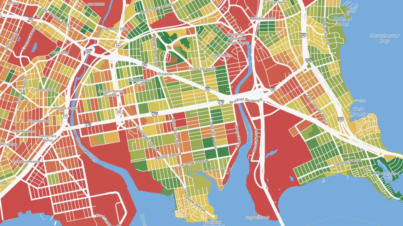 Unionport, Bronx, NY Map of Theft Rates