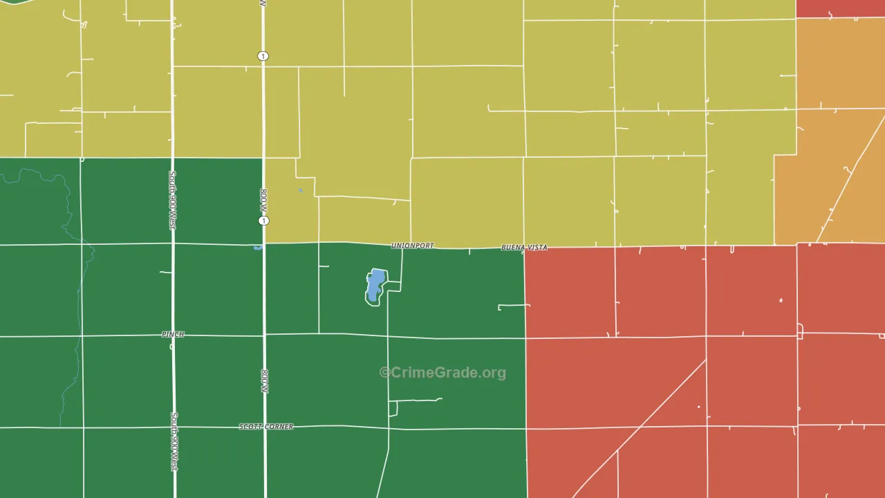 Unionport, IN Map of Theft Rates