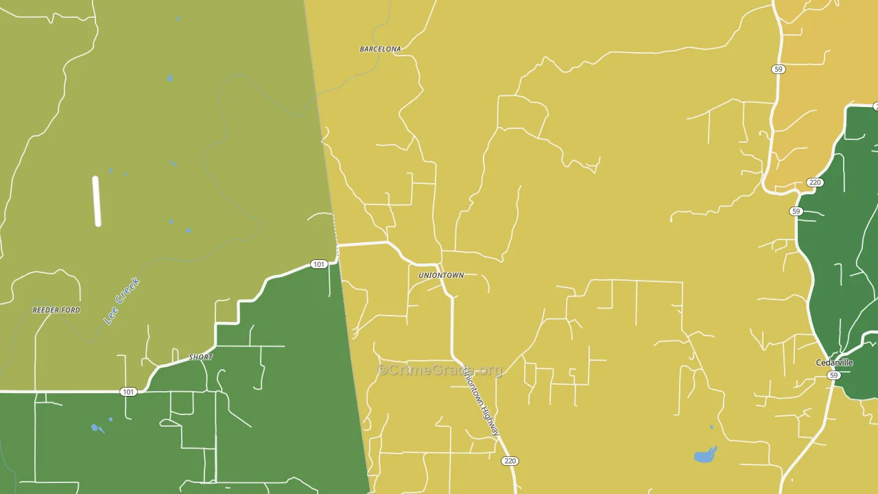 Uniontown, AR Map of Theft Rates