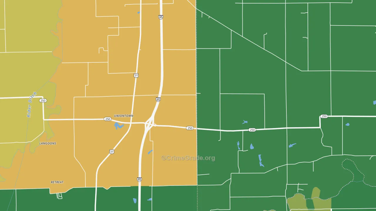 Uniontown, IN Map of Theft Rates