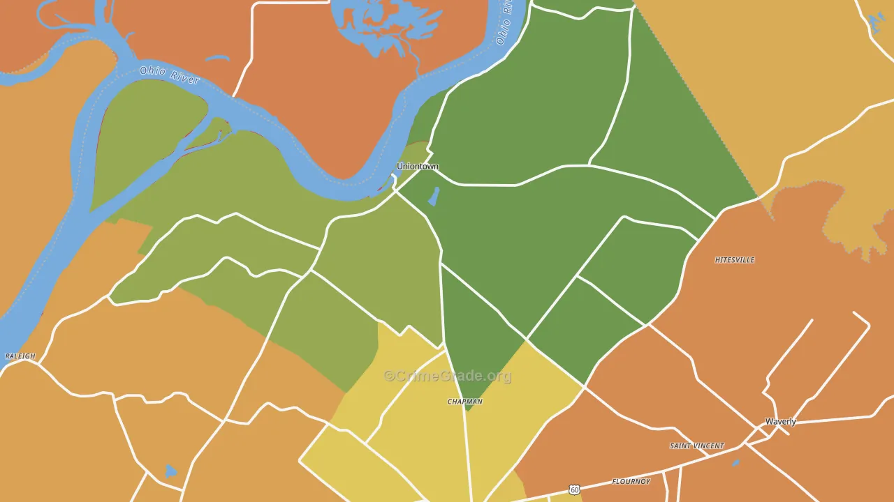Uniontown, KY Map of Theft Rates