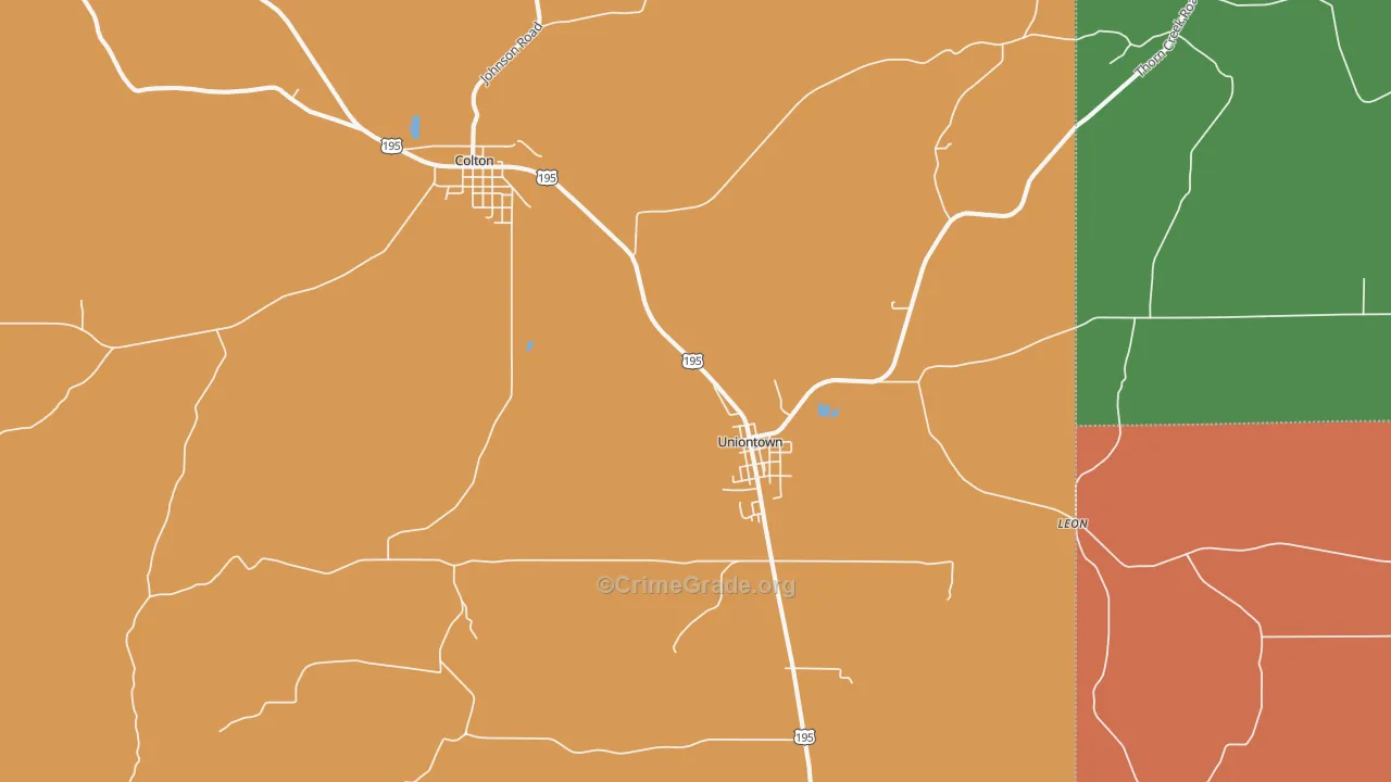 Uniontown, WA Map of Theft Rates