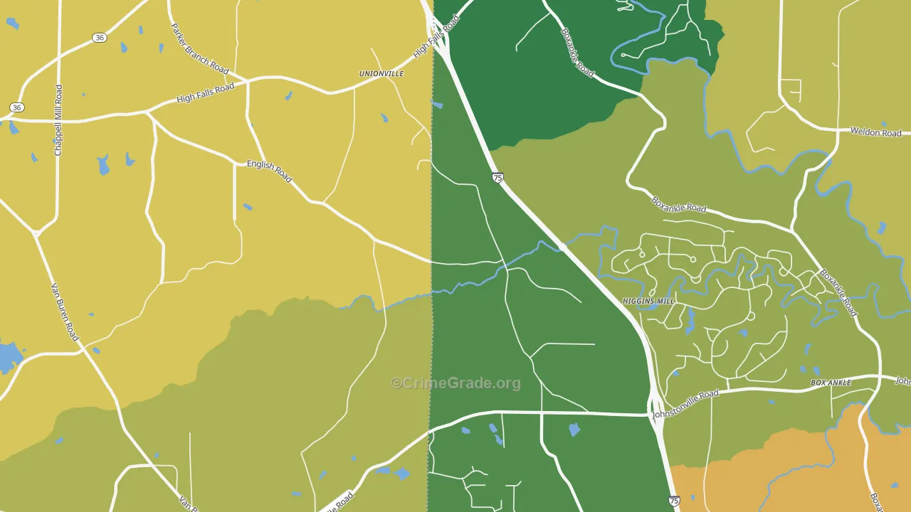 Unionville, GA Map of Theft Rates