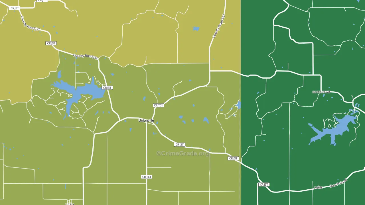 Unionville, IA Map of Theft Rates