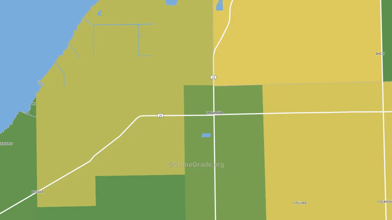 Unionville, MI Map of Theft Rates