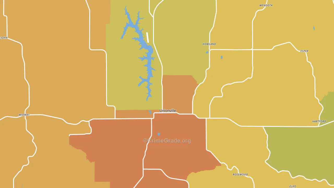 Unionville, MO Map of Theft Rates
