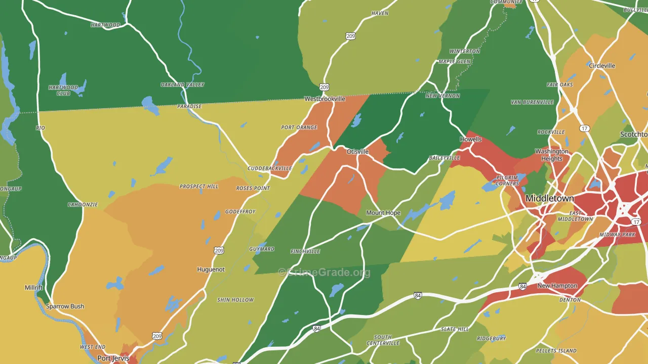 Unionville, NY Map of Theft Rates
