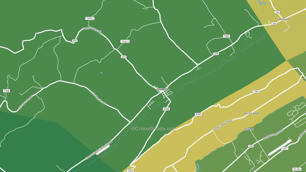 Unionville, PA Map of Theft Rates