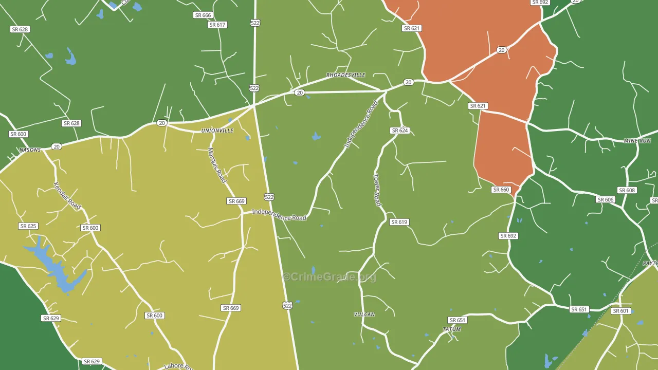 Unionville, VA Map of Theft Rates