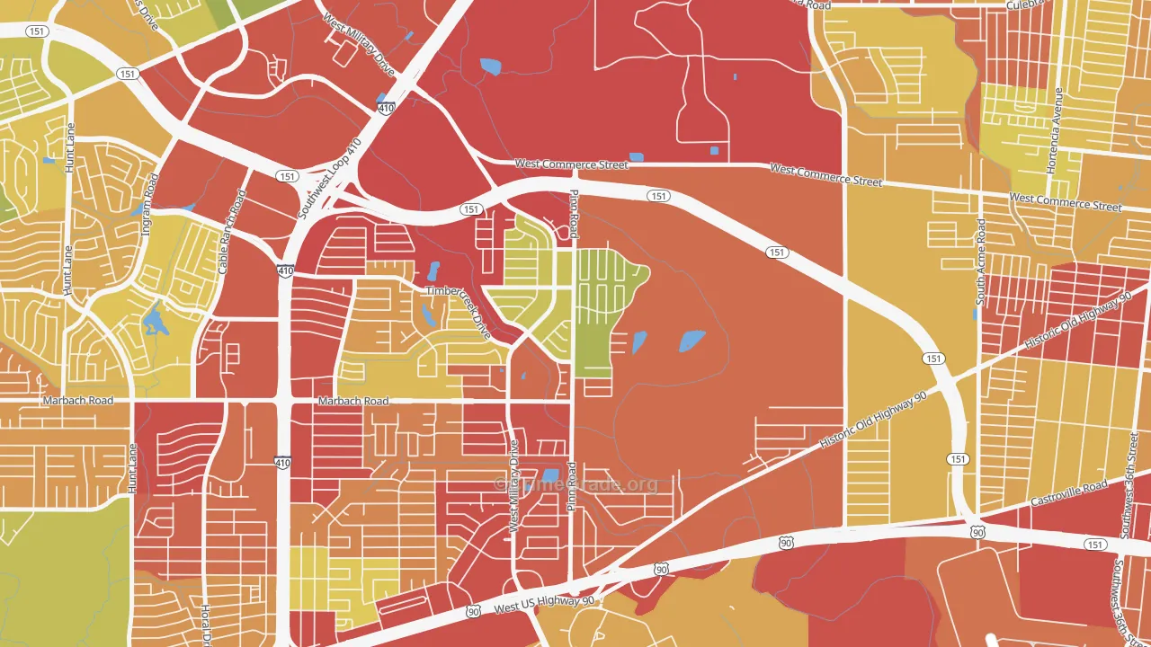 United Westwood, San Antonio, TX Map of Theft Rates