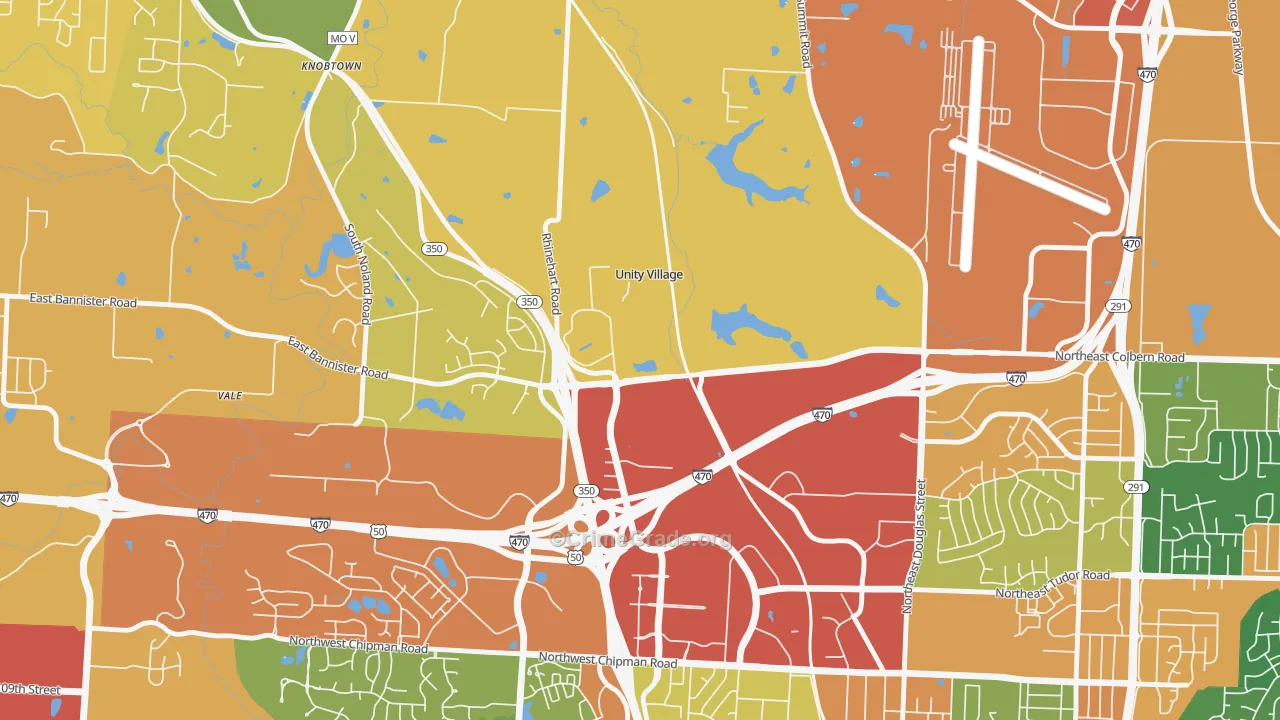 Unity Village, MO Map of Theft Rates