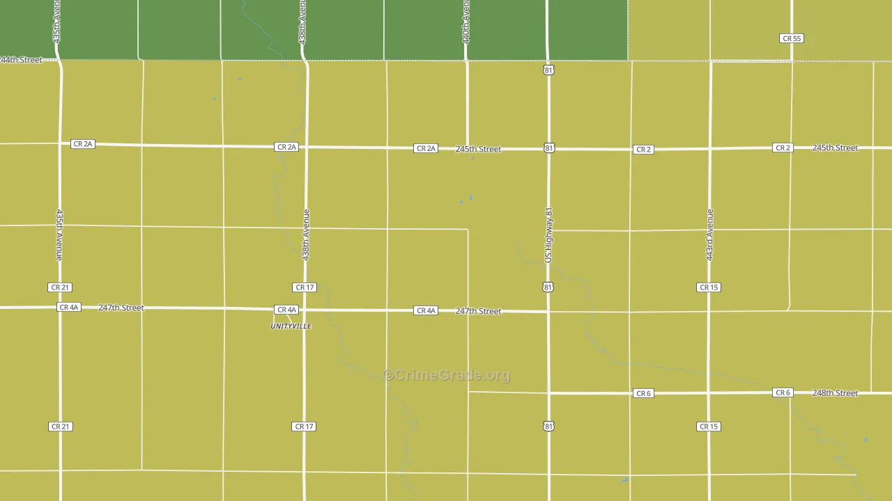 Unityville, SD Map of Theft Rates