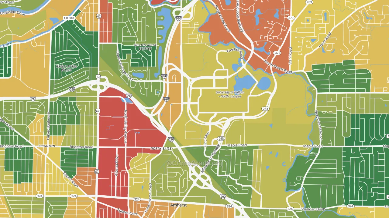 University at Buffalo, NY Map of Theft Rates