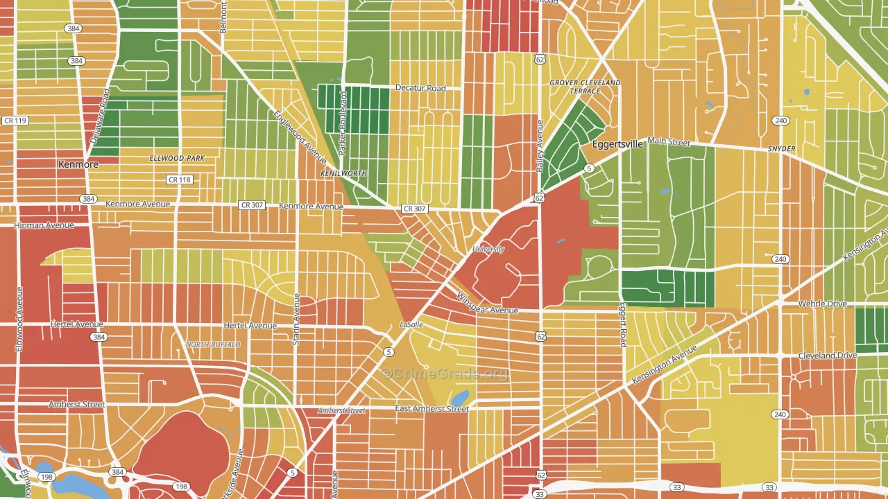 University, Buffalo, NY Map of Theft Rates