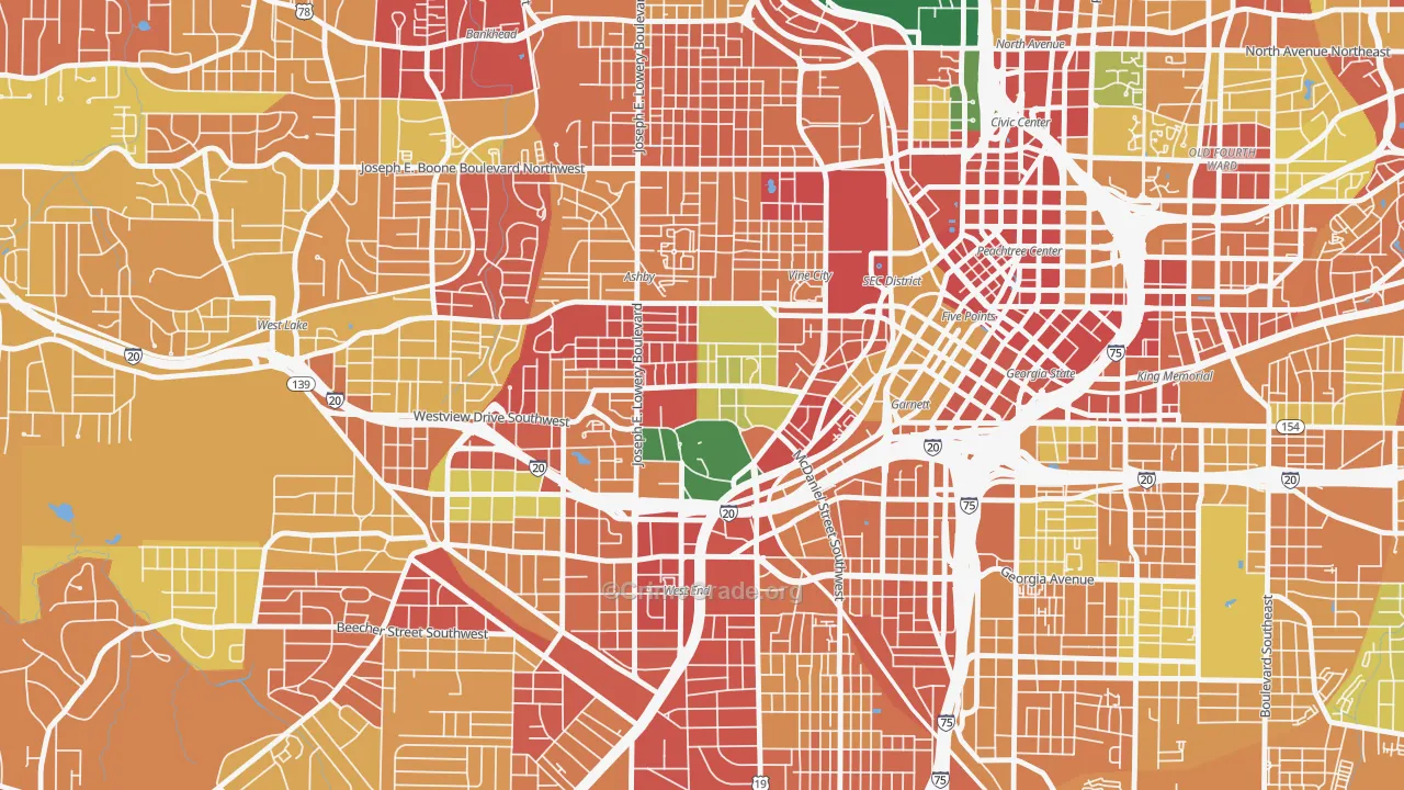 University Center, Atlanta, GA Map of Theft Rates