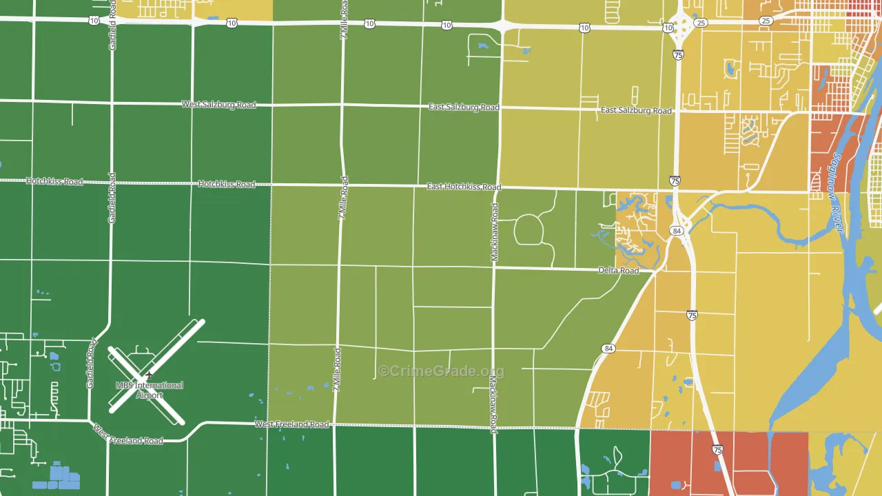 University Center, MI Map of Theft Rates