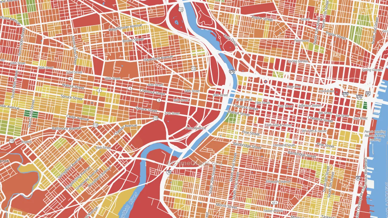 University City, Philadelphia, PA Map of Theft Rates