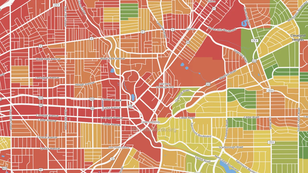 University District, Cleveland, OH Map of Theft Rates