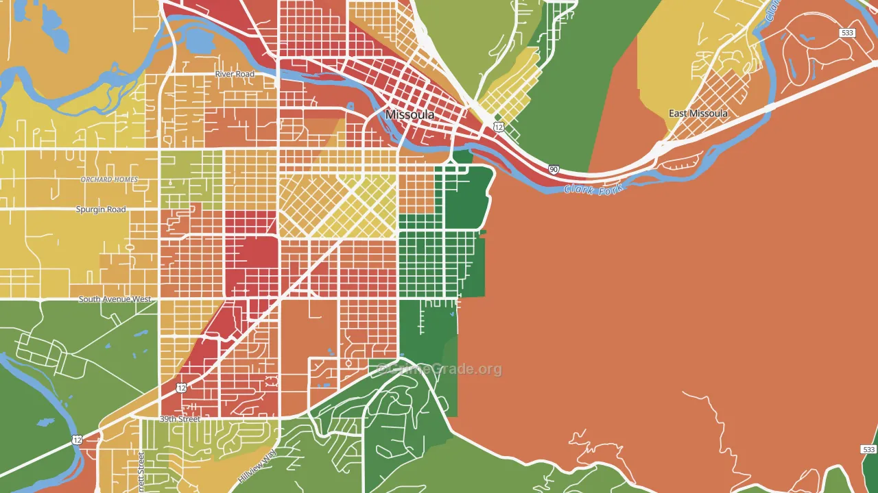 University District, Missoula, MT Map of Theft Rates