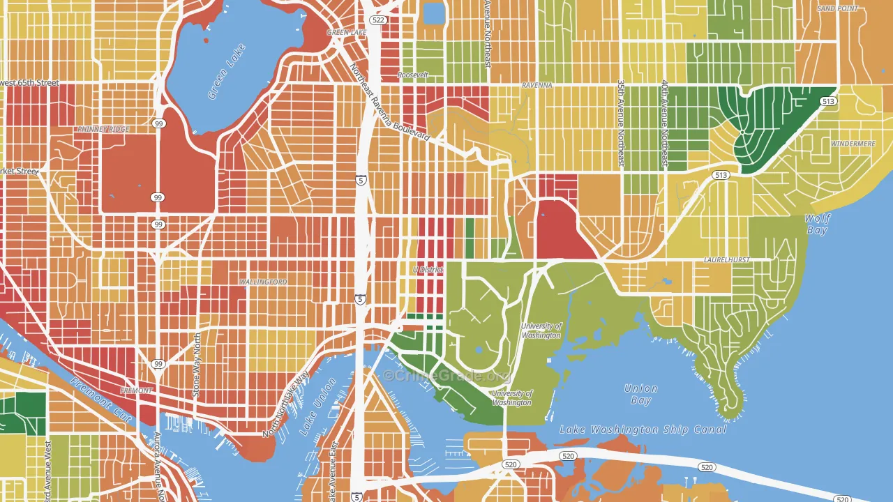 University District, Seattle, WA Map of Theft Rates