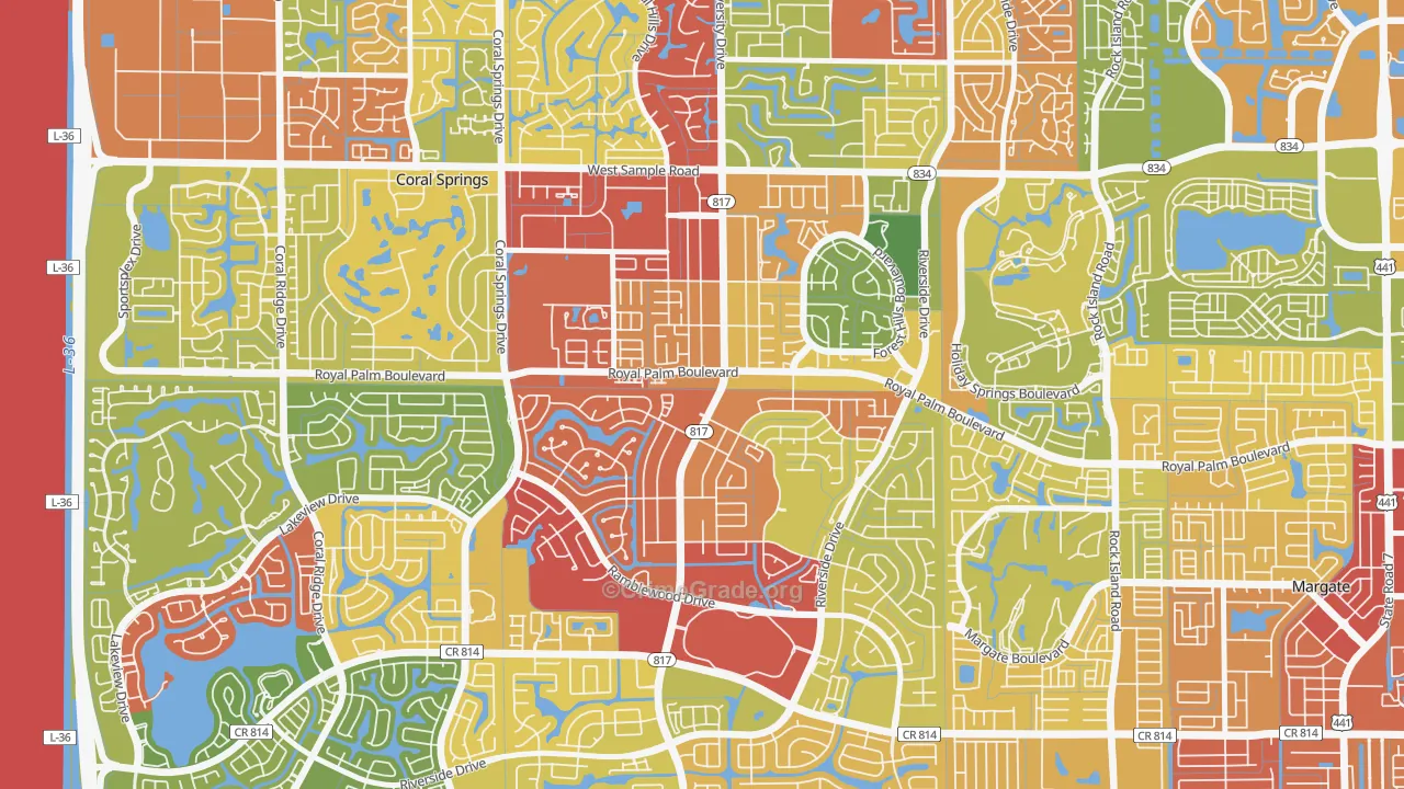 University Drive, Coral Springs, FL Map of Theft Rates