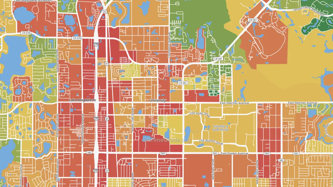University, FL Map of Theft Rates