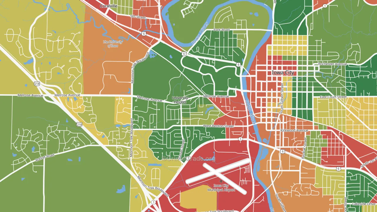 University Heights, IA Map of Theft Rates
