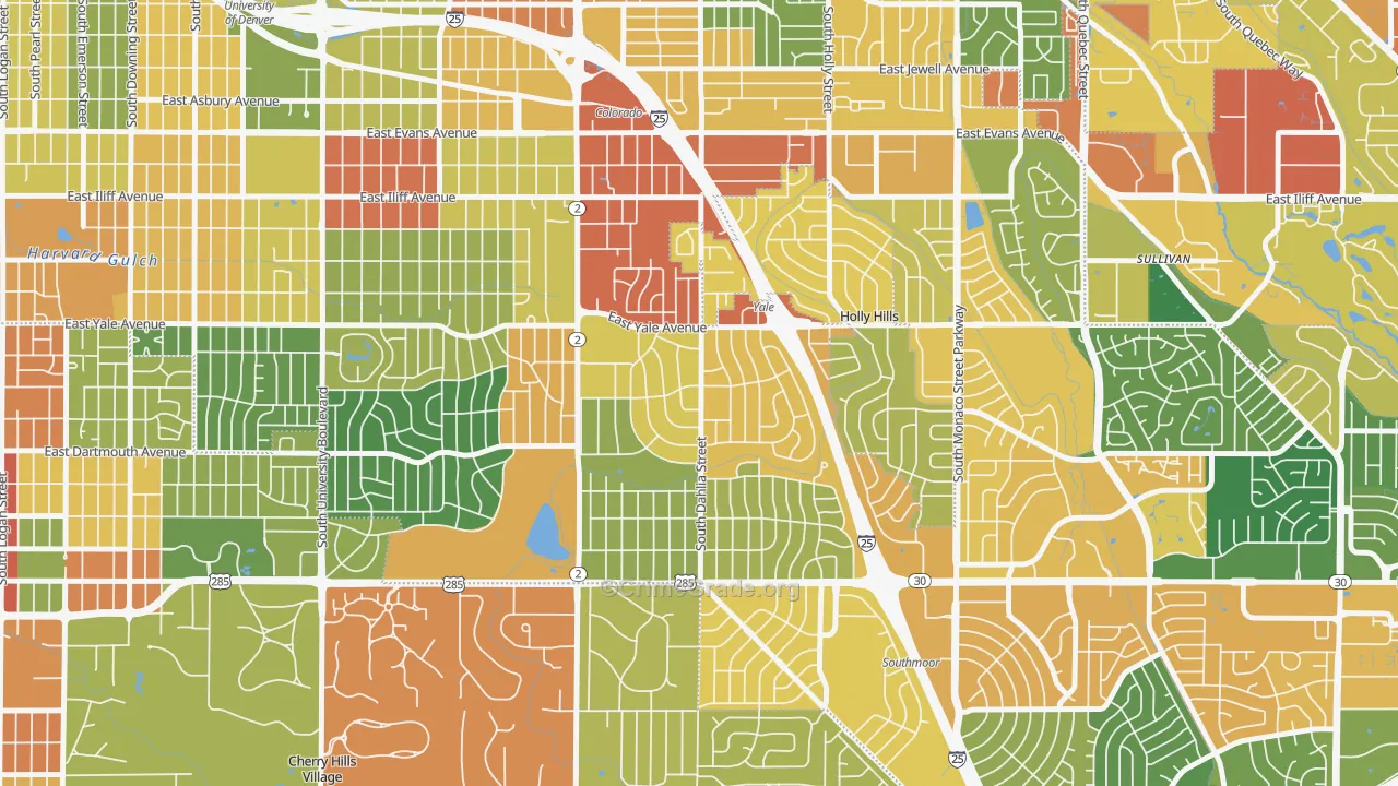 University Hills, Denver, CO Map of Theft Rates