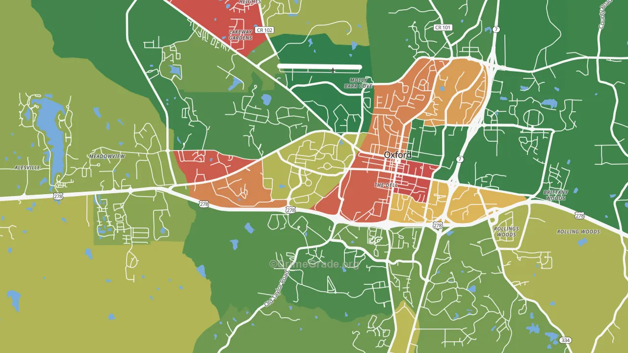 University, MS Map of Theft Rates