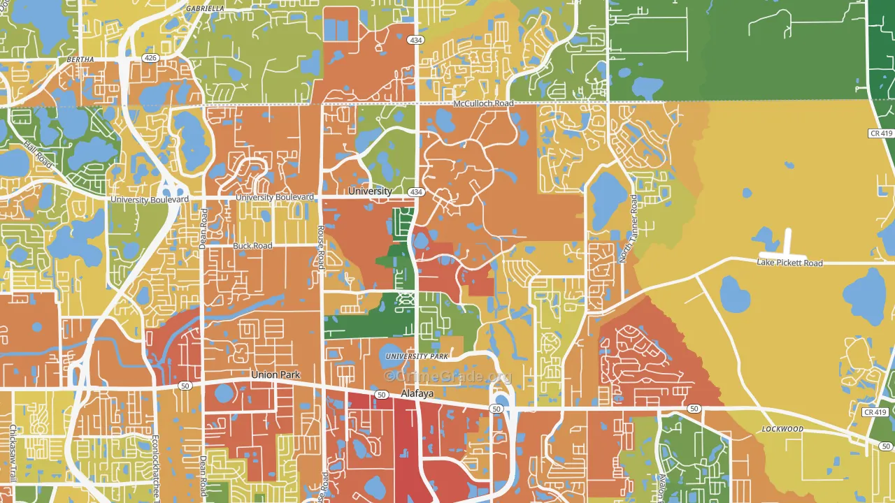university, Orlando, FL Map of Theft Rates