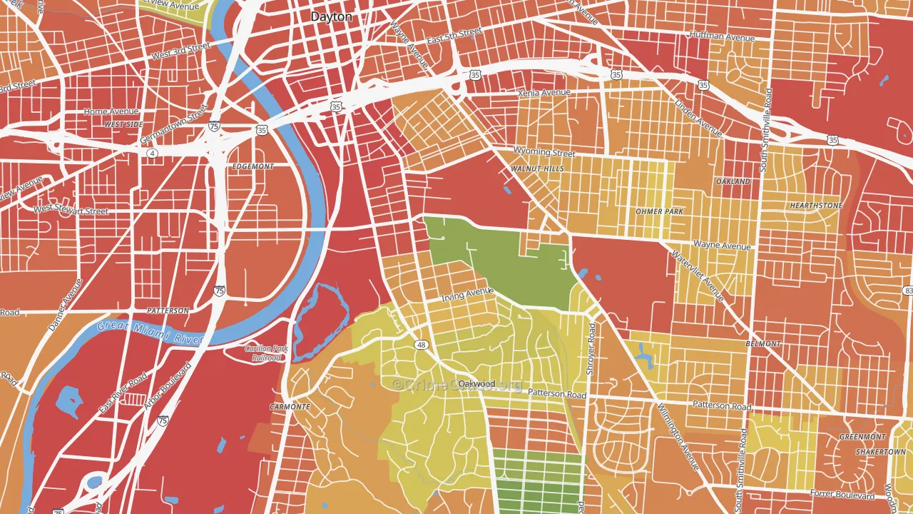 University Park, Dayton, OH Map of Theft Rates