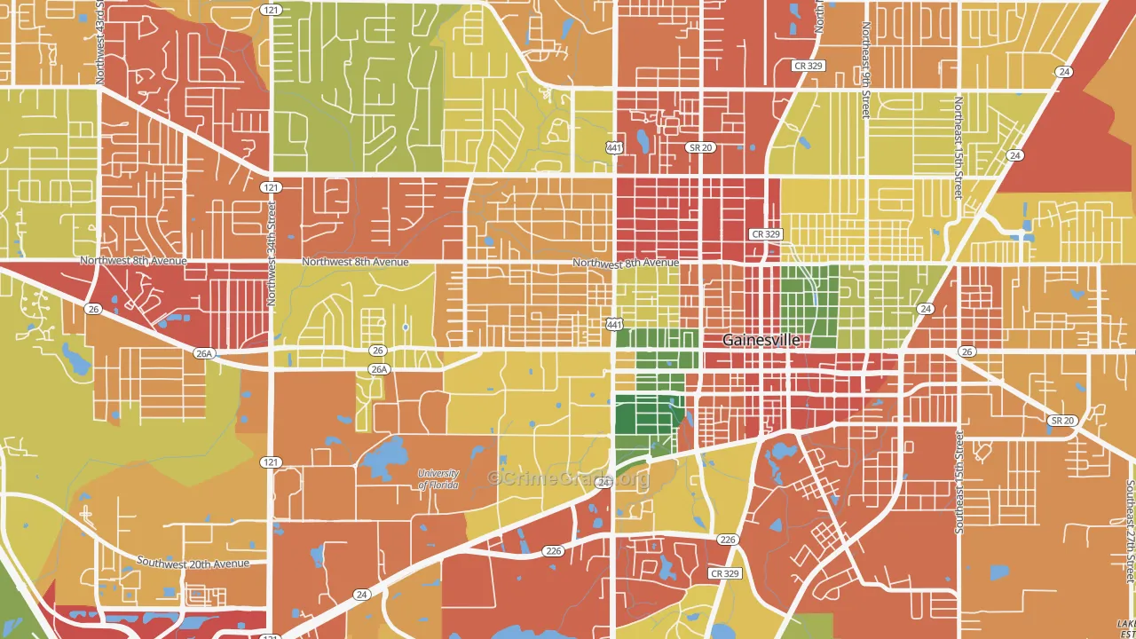 University Park-Gainsville, Gainesville, FL Map of Theft Rates