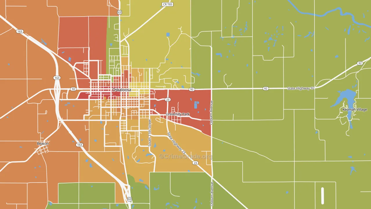 University Park, IA Map of Theft Rates