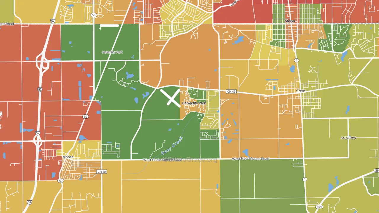 University Park, IL Map of Theft Rates