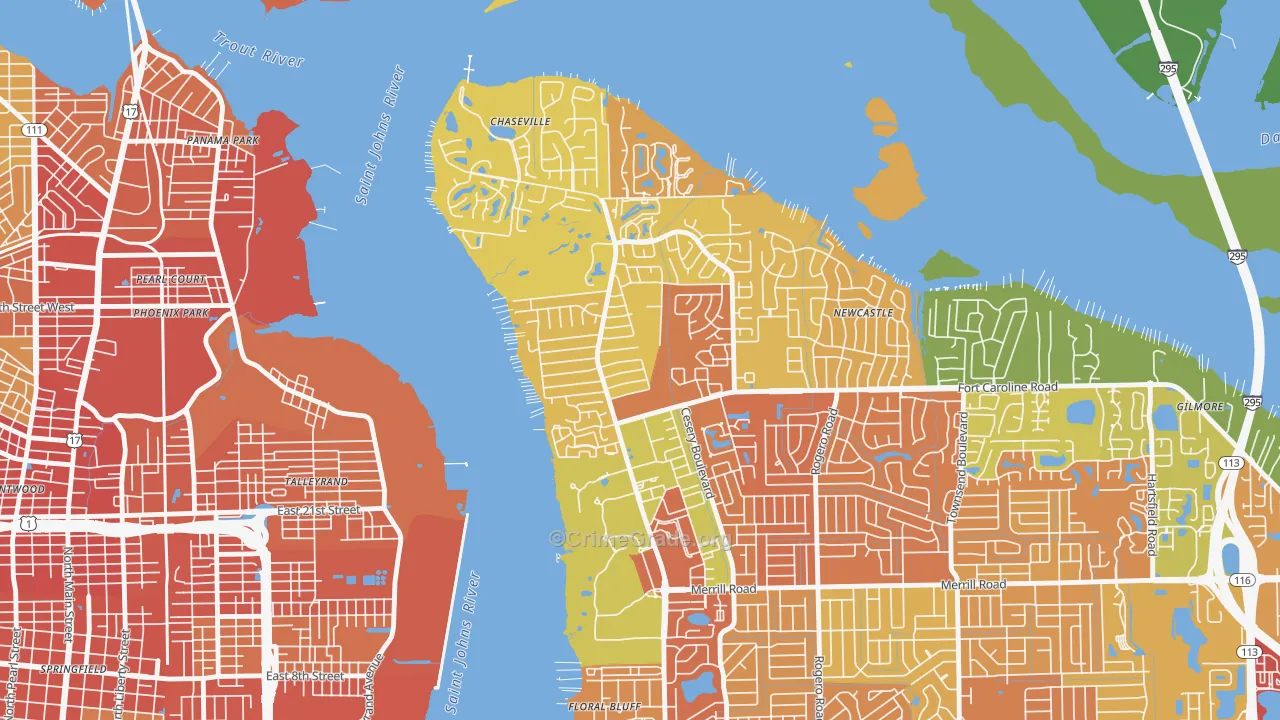 University Park-Jacksonville, Jacksonville, FL Map of Theft Rates