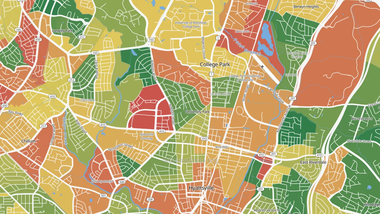 University Park, MD Map of Theft Rates